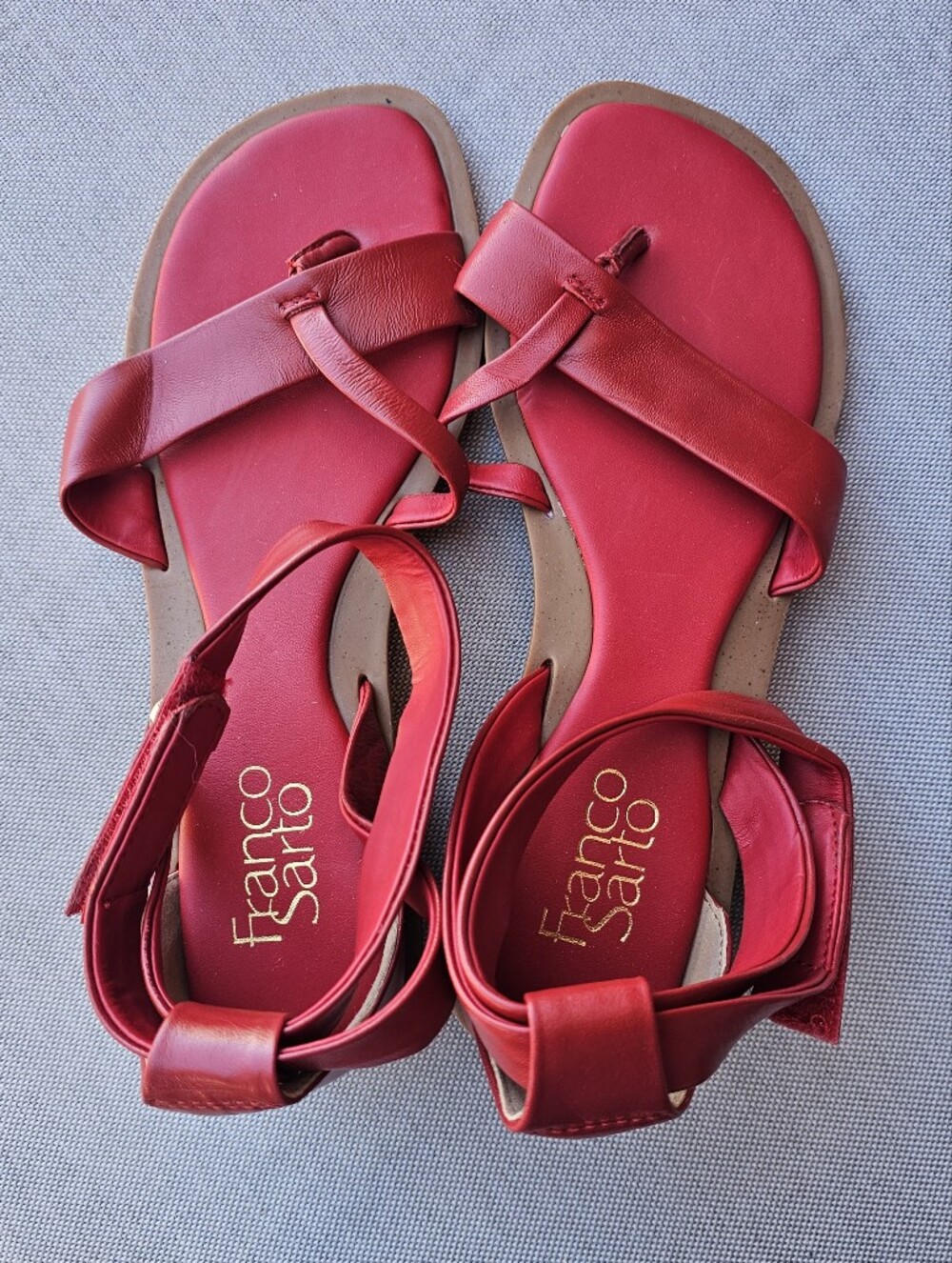 Franco Sarto Red Leather Block Heel Sandals Size 7M NWOT Floor Sample